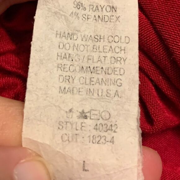 Luxe Red 3/4 Sleeve Mini Dress Sz L - Picture 4 of 6